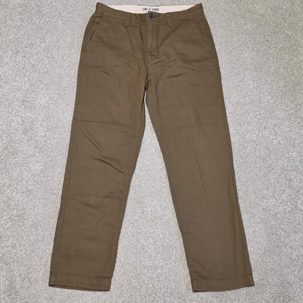 Line Of Trade Officer Chino Pants Mens 33x32 (33x31) Brown Herringbone Mid Rise